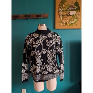 Womens Vintage 1980s Sweater Mockneck Turtleneck Size Large Boxy Oversized